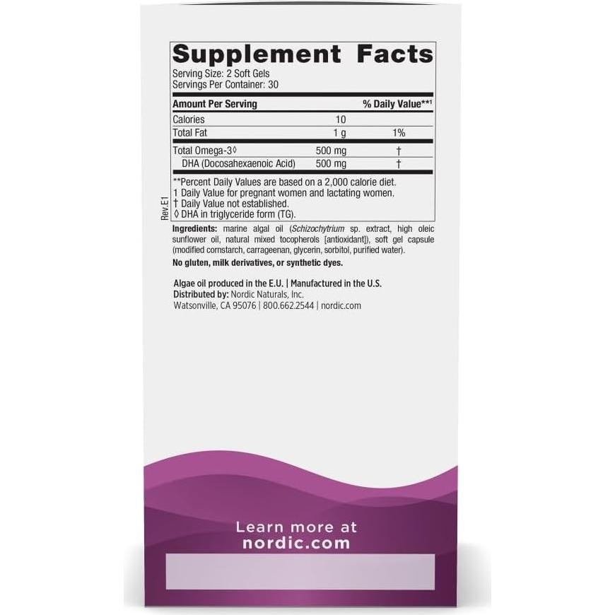 Nordic Naturals DHA Prenatal Vegano 500 mg - 60 Geles Blandos