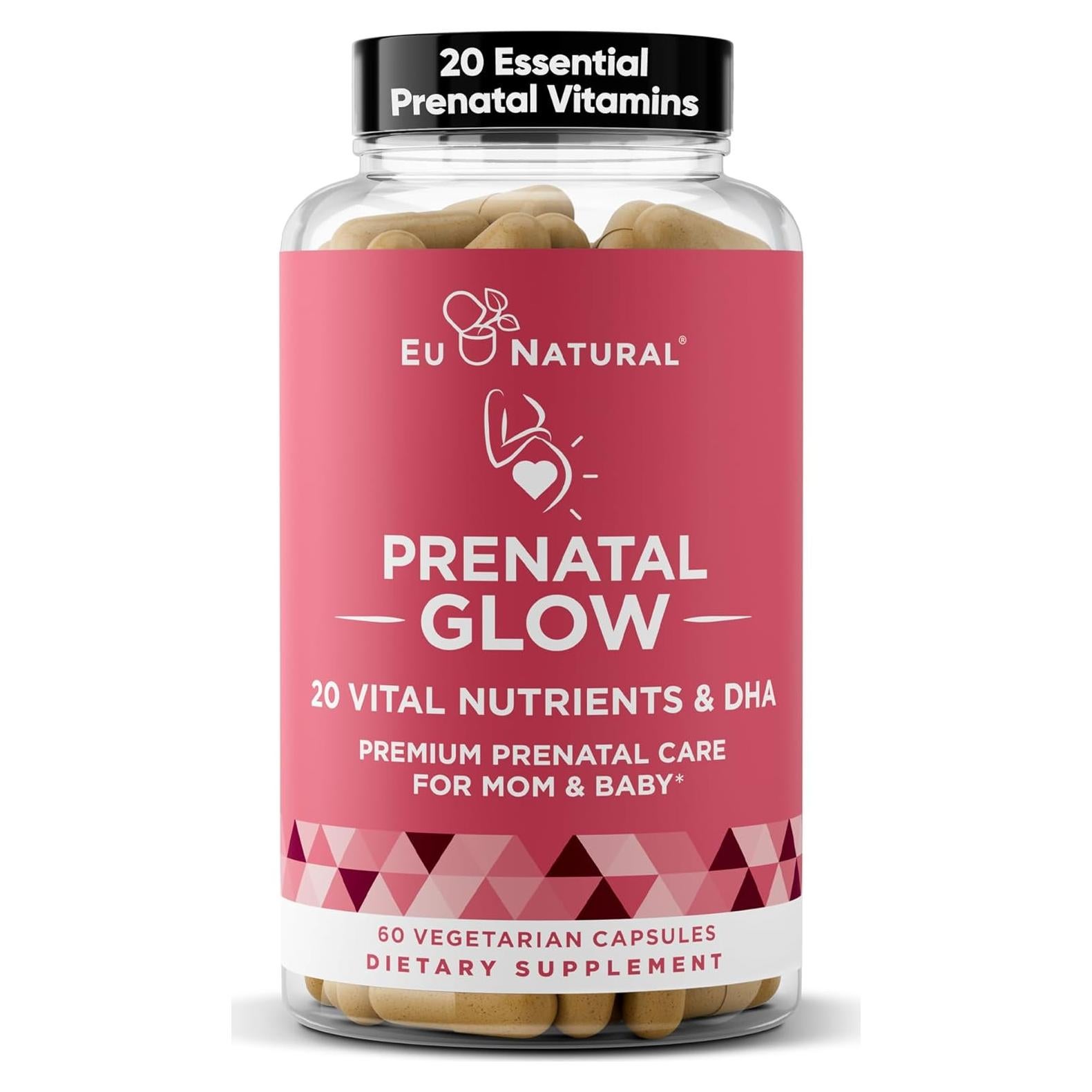 Vitaminas Prenatales Eu Natural Glow - 60 Cápsulas DHA y Ácido Fólico