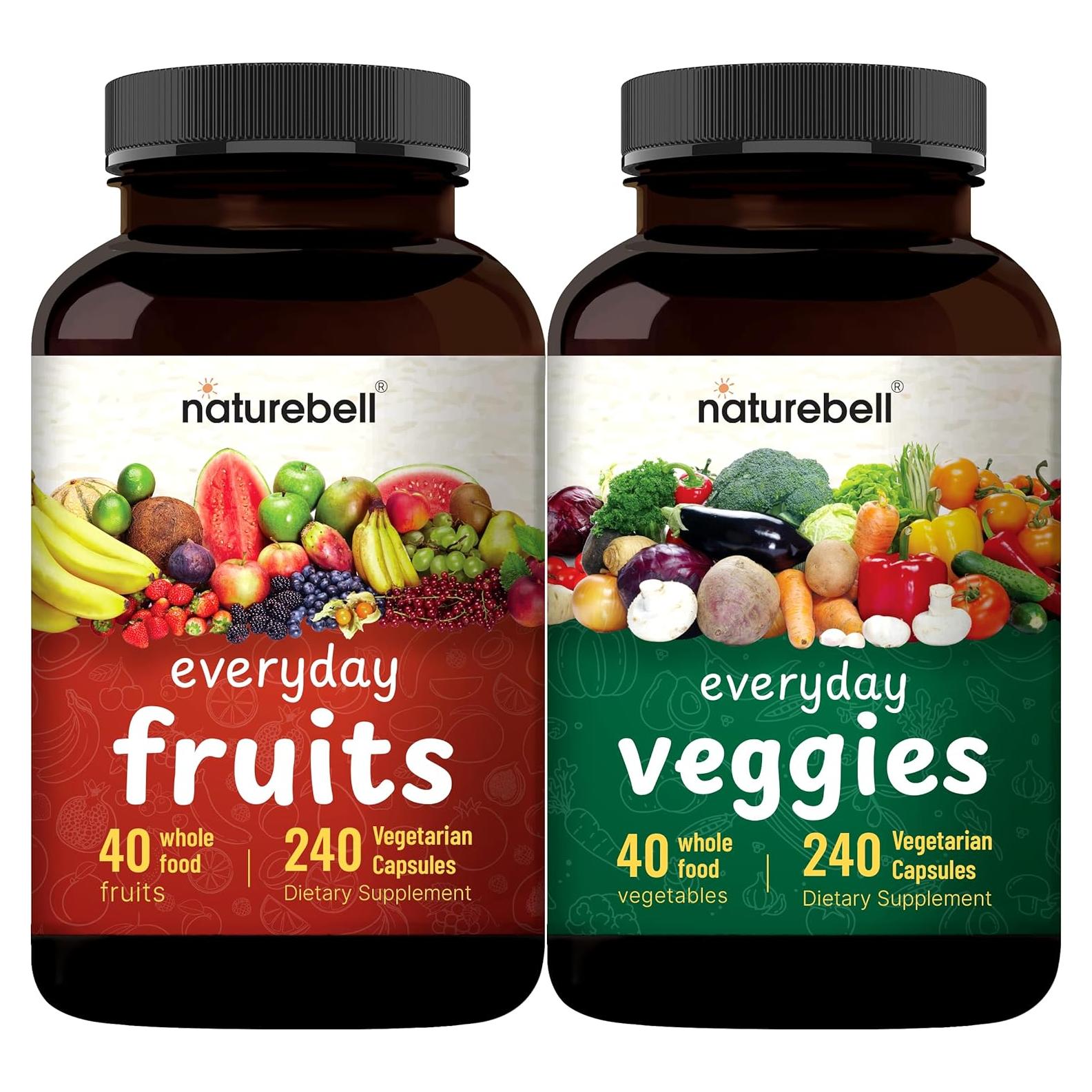 Suplemento de Frutas y Verduras NatureBell - 480 Cápsulas Vegetarianas