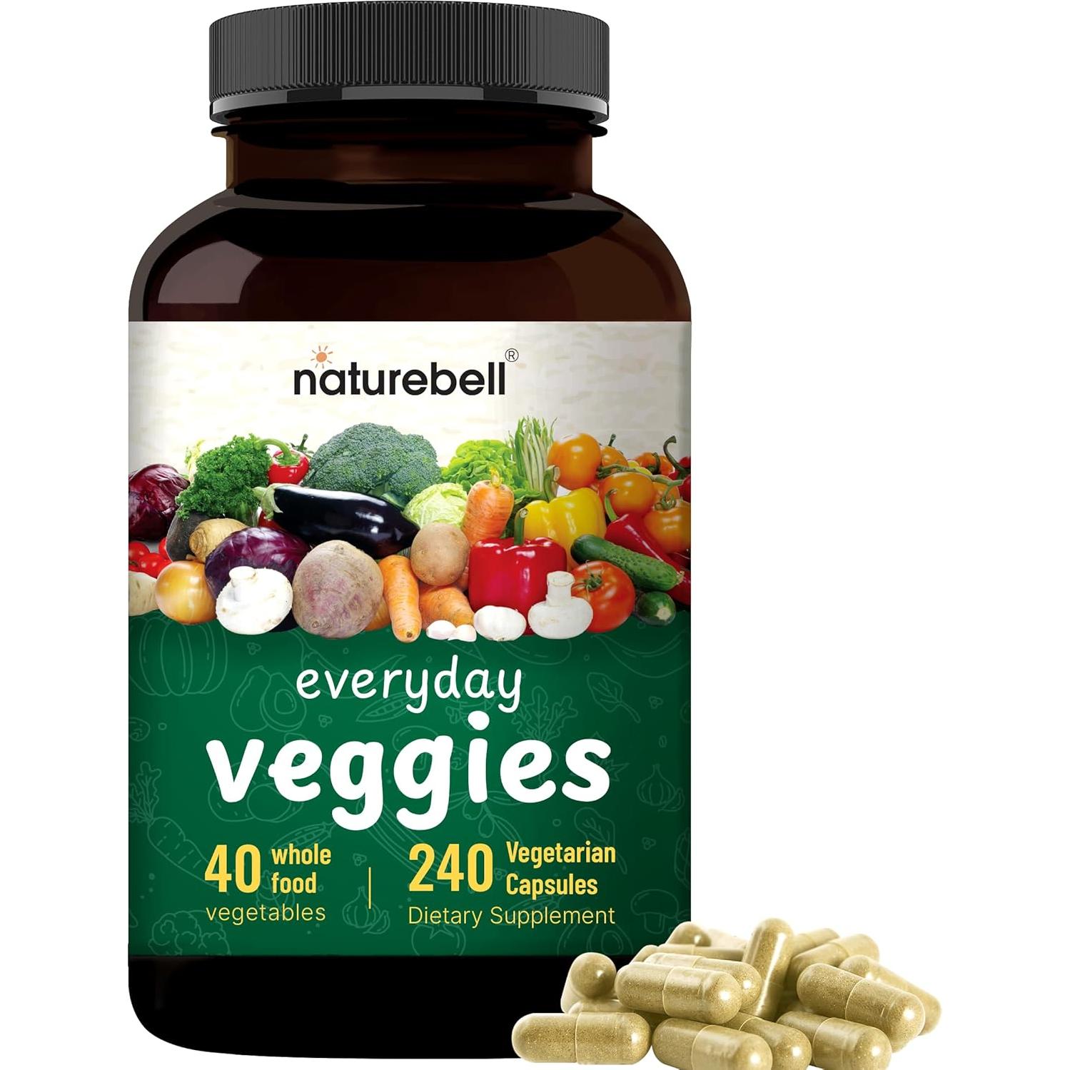Suplemento de Frutas y Verduras NatureBell - 480 Cápsulas Vegetarianas