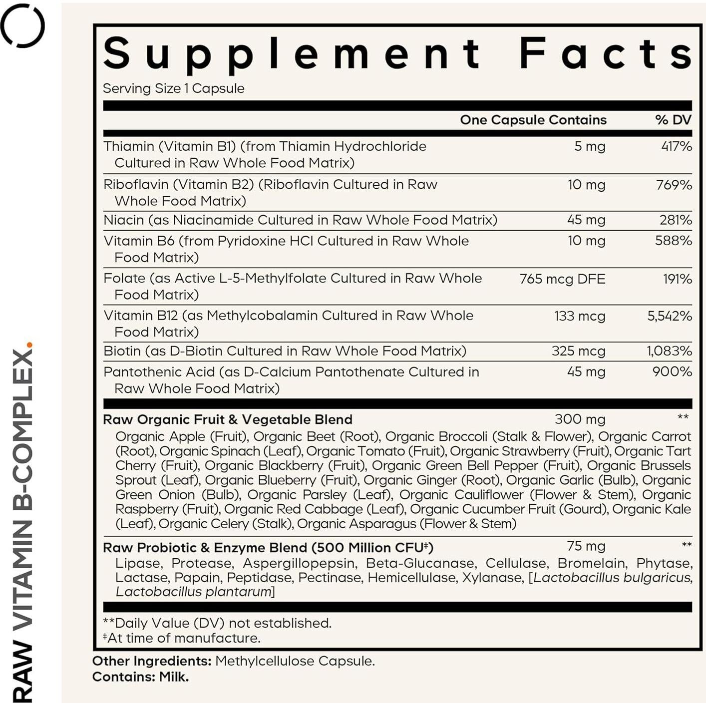 Suplemento Complejo de Vitamina B Cruda Codeage 60 Cápsulas