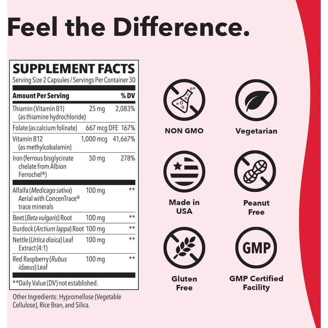 LifeSeasons Blood Nourish-R - Suplemento de Hierro 60 Cápsulas