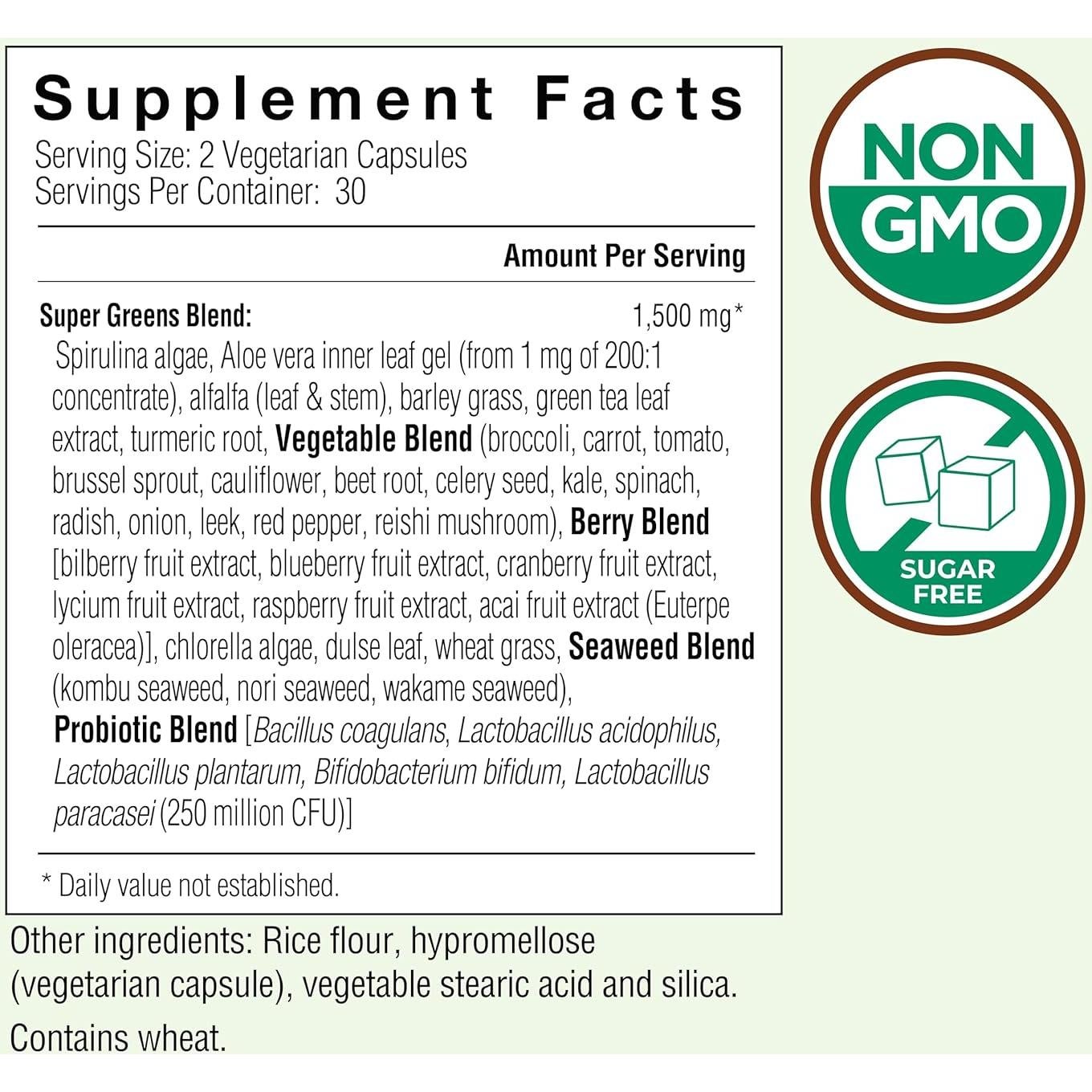 Cápsulas Vegetales Super Greens Country Farms 32 Superalimentos