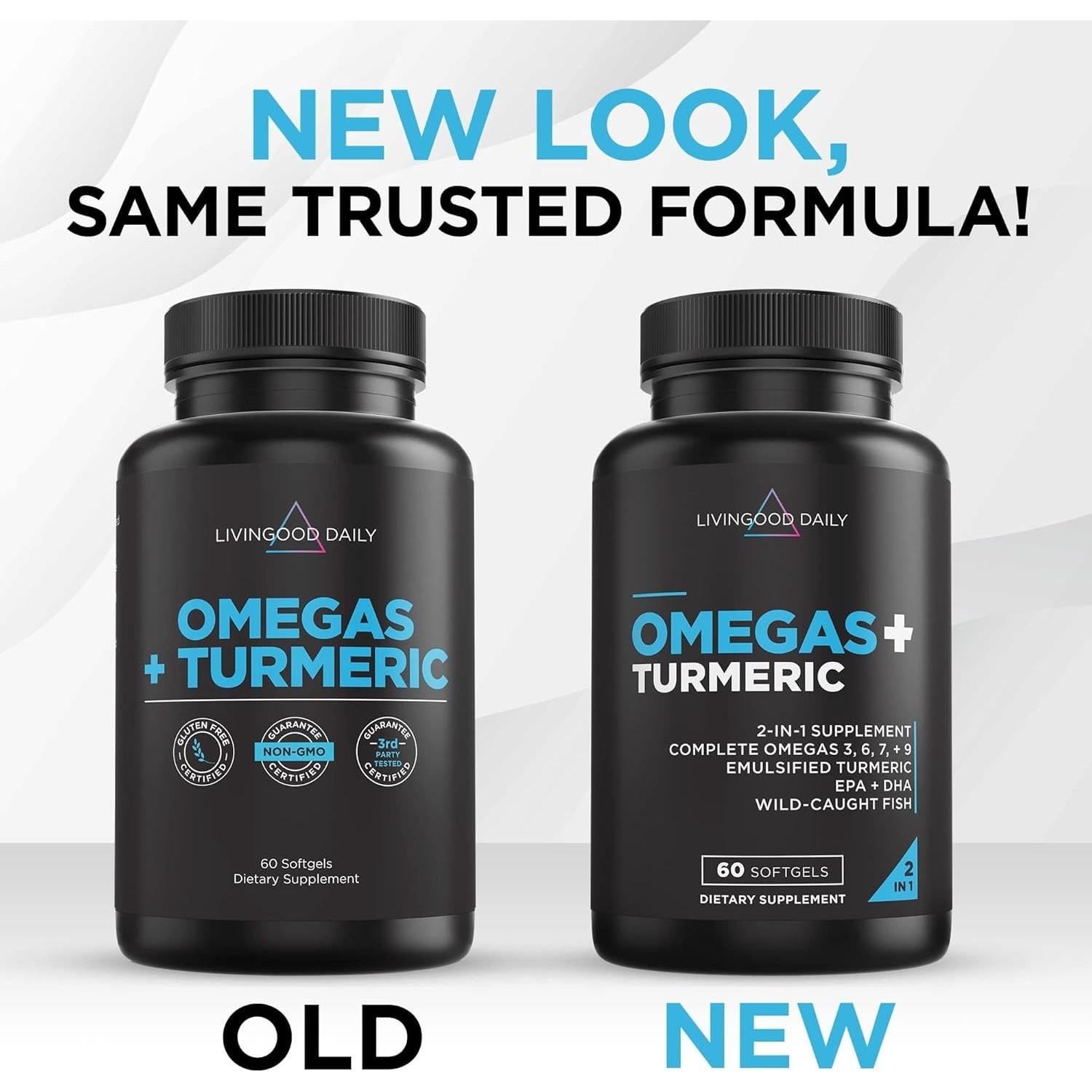 Suplemento Omega 3 6 9 Livingood Daily con Cúrcuma 60 Cápsulas