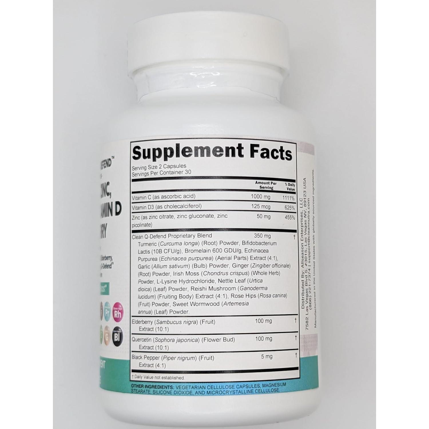 Suplemento Inmunológico Clean Nutraceuticals Q-Defend 30 Porciones
