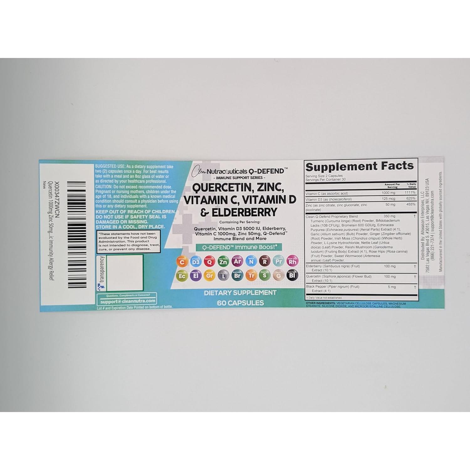 Suplemento Inmunológico Clean Nutraceuticals Q-Defend 30 Porciones