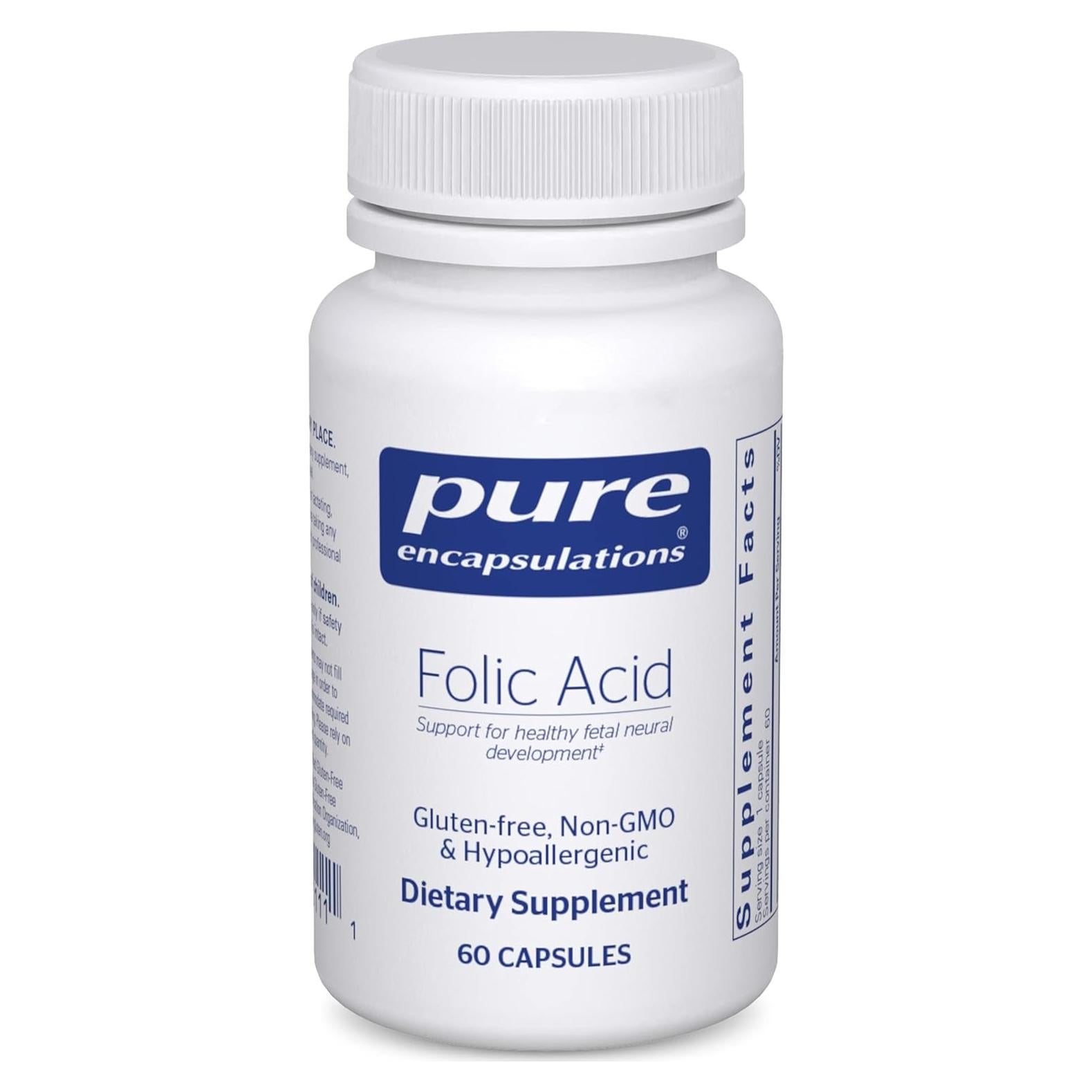 Ácido Fólico Pure Encapsulations | Suplemento Hipoalergénico 60 Cápsulas