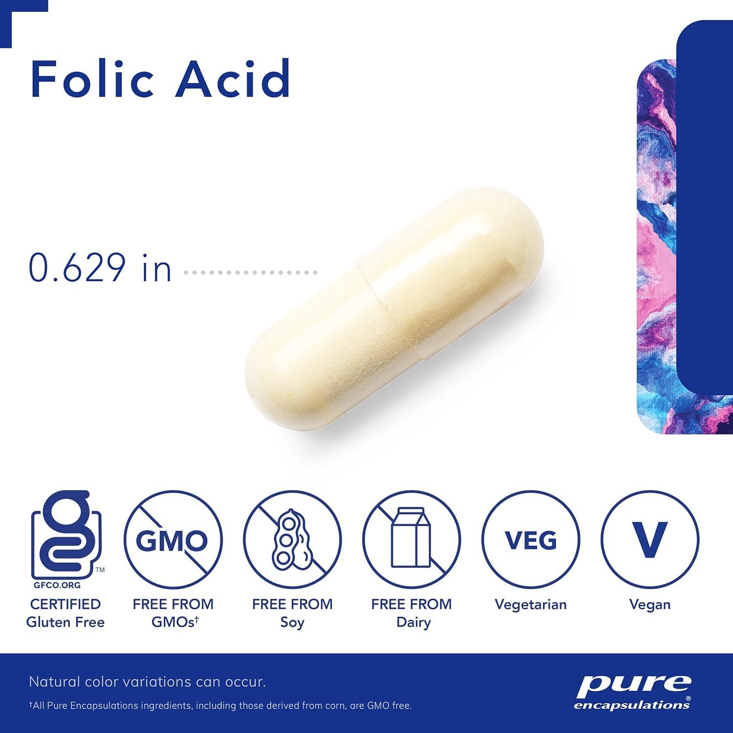 Ácido Fólico Pure Encapsulations | Suplemento Hipoalergénico 60 Cápsulas