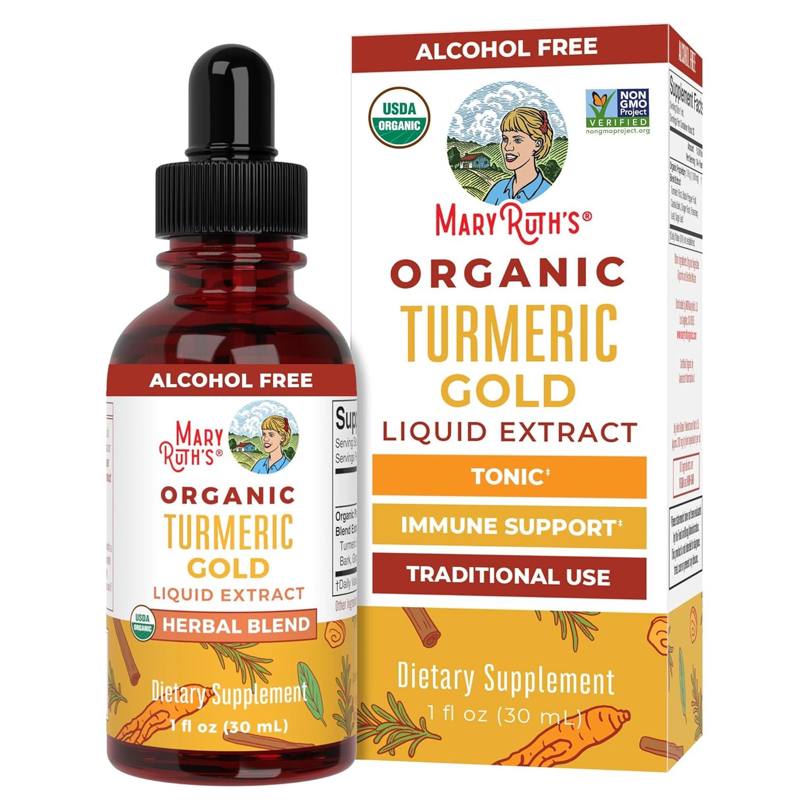 Gotas Líquidas de Cúrcuma Oro Orgánica USDA MaryRuth 30ml