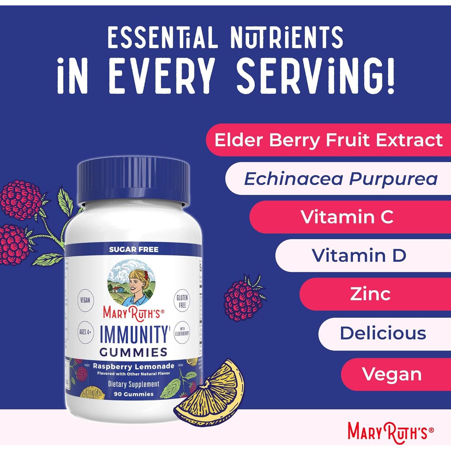 Gominolas Inmunidad MaryRuth 90ct | Vitamina C, D, Zinc, Equinácea