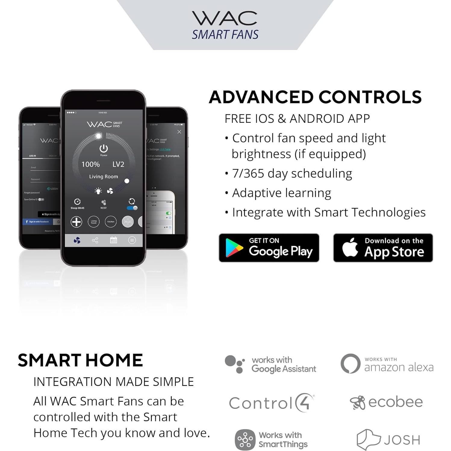 Ventilador de Techo WAC Mocha 137 cm Control Remoto Alexa