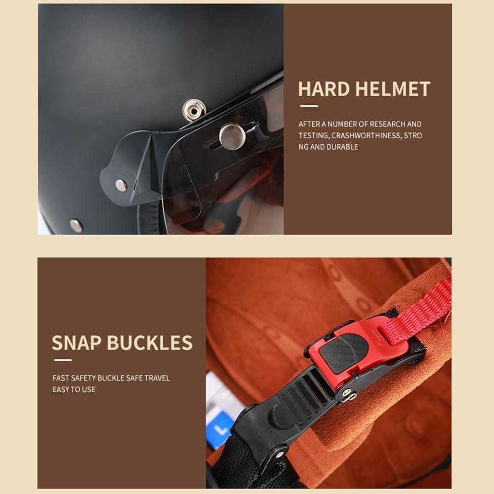 Casco de Motocicleta Abierto GJH 181 Negro Vintage Unisex