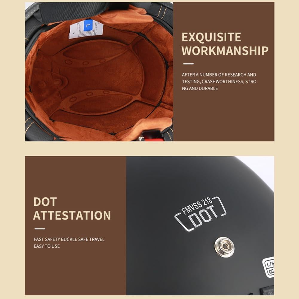 Casco de Motocicleta Abierto GJH 181 Negro Vintage Unisex