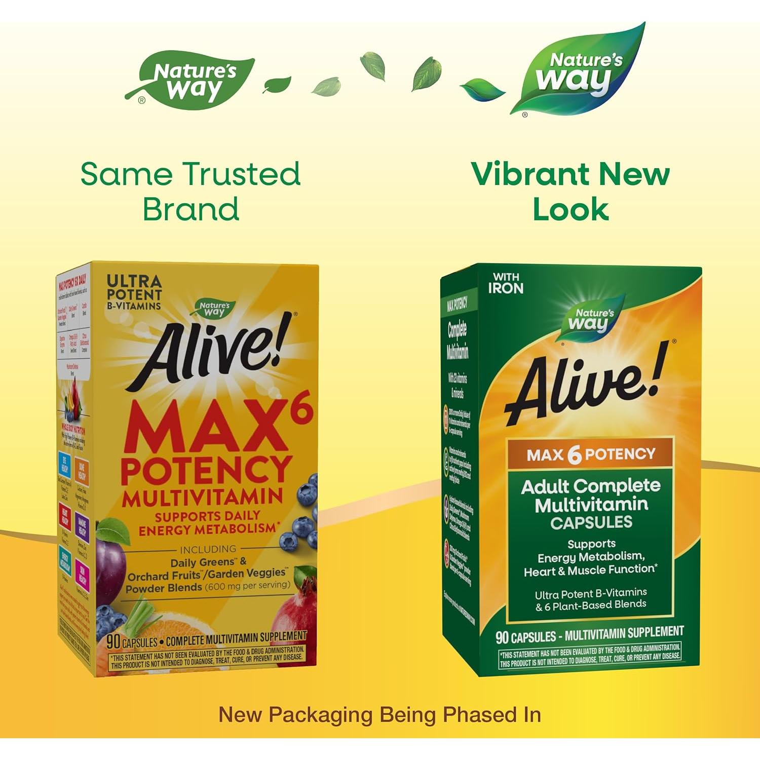 Multivitamínico Completo Nature's Way Alive! Max6 90 Cápsulas