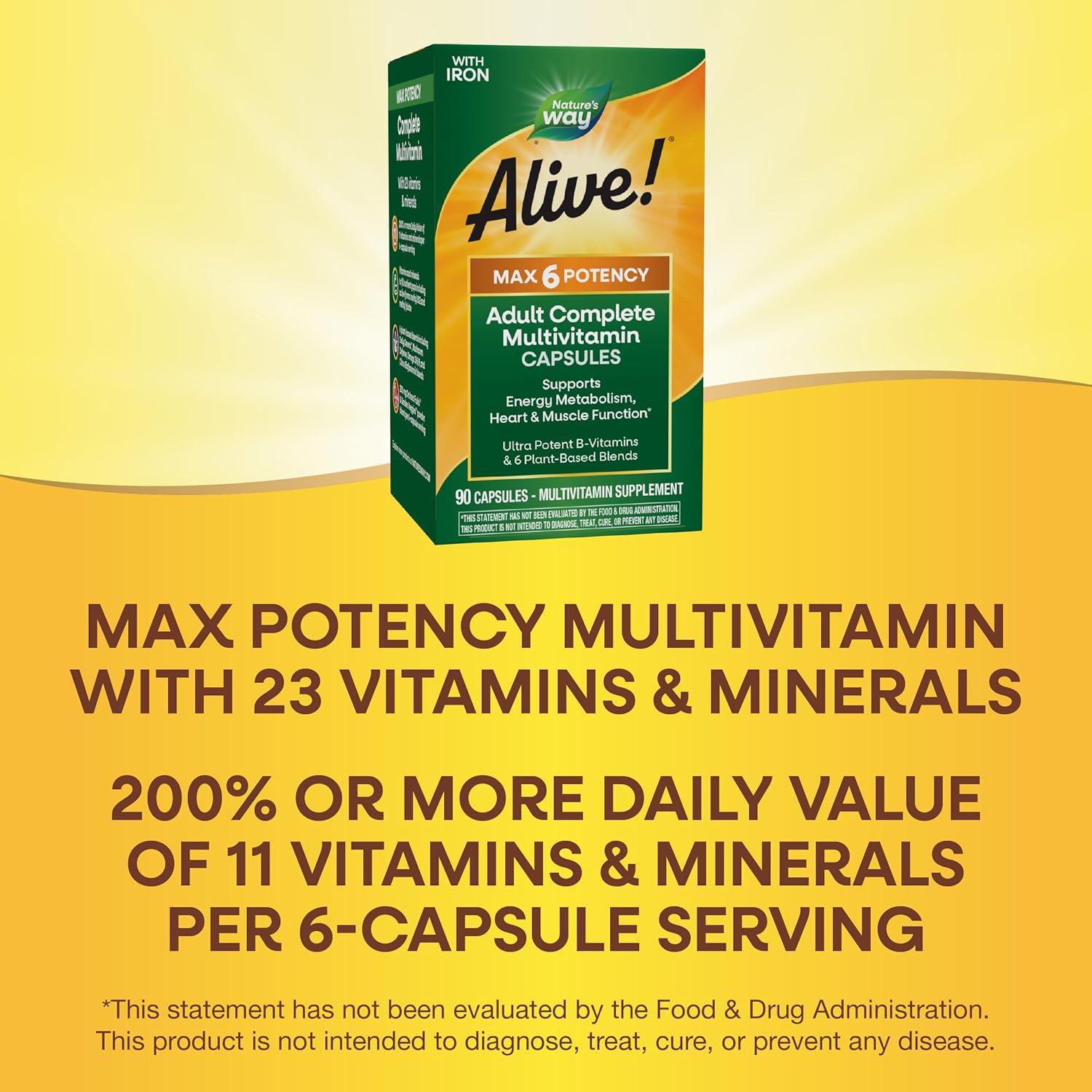Multivitamínico Completo Nature's Way Alive! Max6 90 Cápsulas