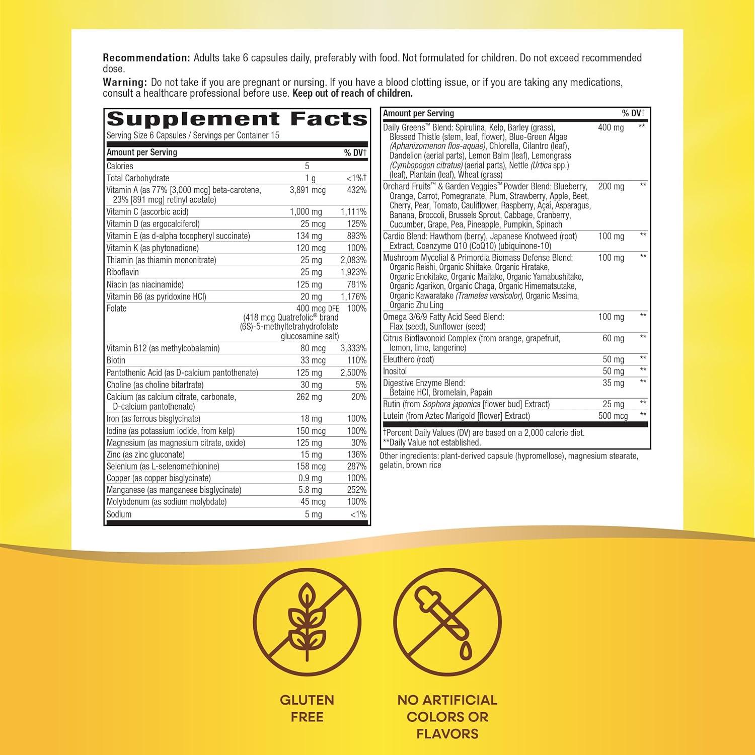 Multivitamínico Completo Nature's Way Alive! Max6 90 Cápsulas