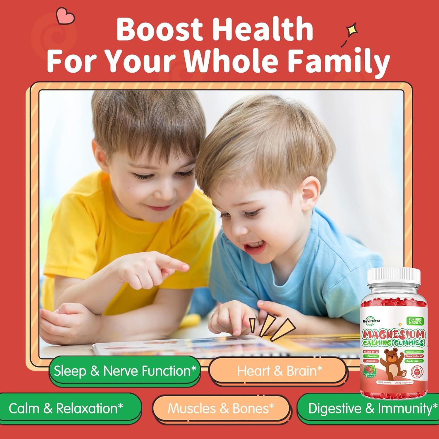 Gomitas de Magnesio Glicinato ReviNutra 60ct Frambuesa Sin Azúcar