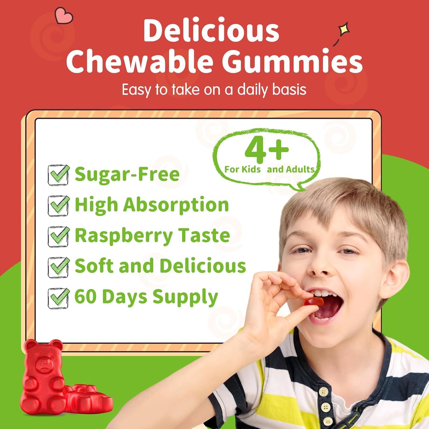 Gomitas de Magnesio Glicinato ReviNutra 60ct Frambuesa Sin Azúcar