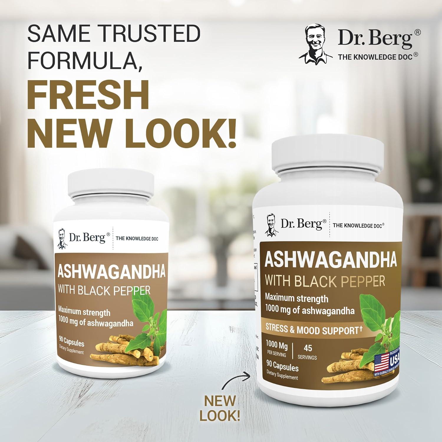 Cápsulas de Ashwagandha Dr. Berg 1000mg con Bioperine - 90 unidades