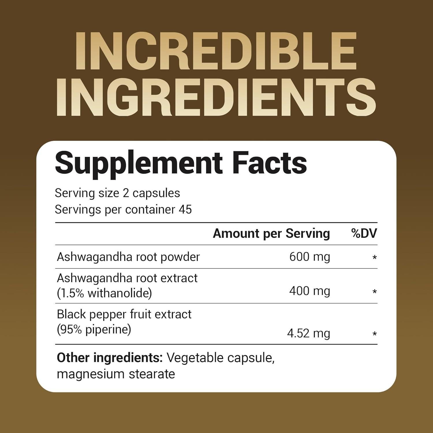 Cápsulas de Ashwagandha Dr. Berg 1000mg con Bioperine - 90 unidades