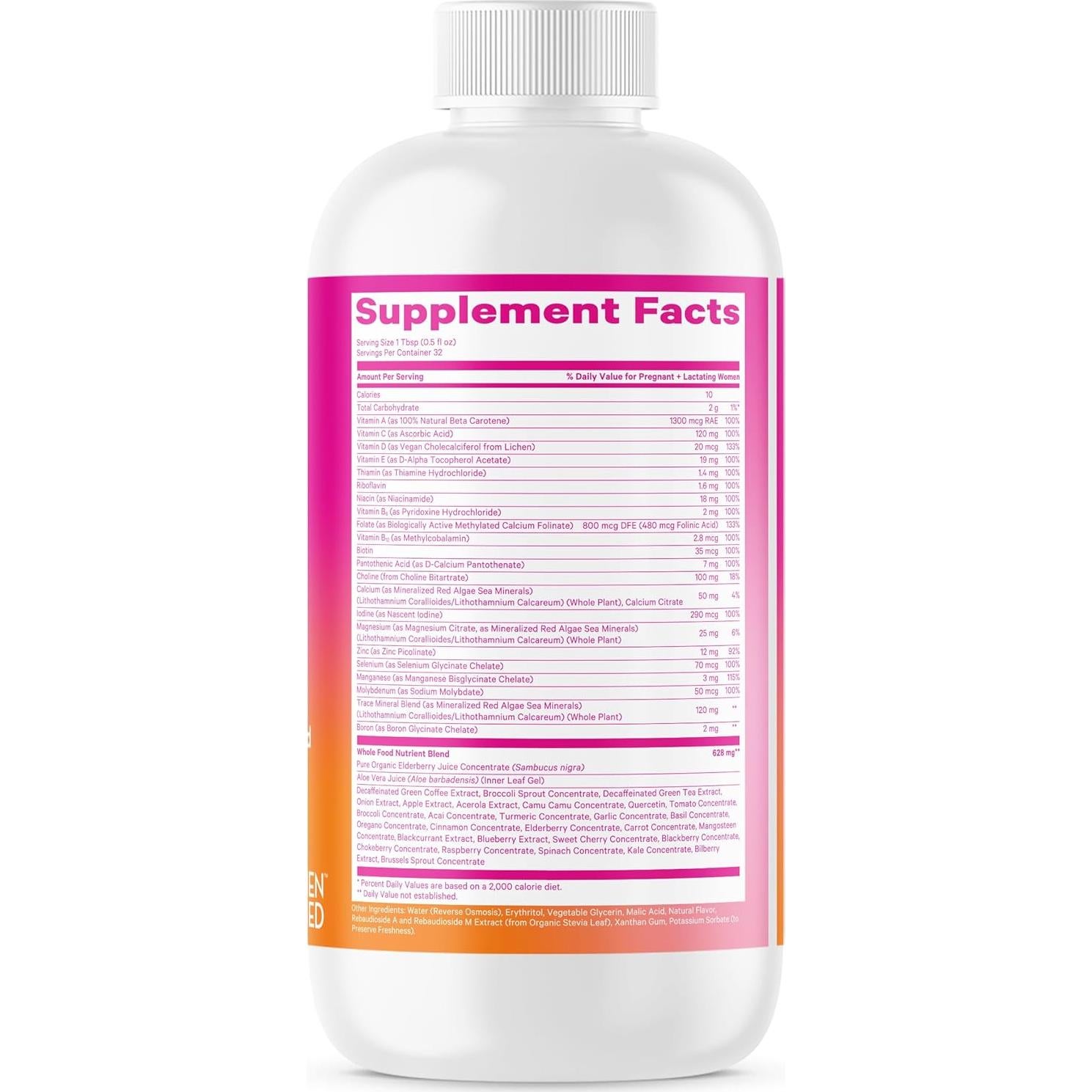 Vitaminas Prenatales Líquidas Pink Stork - 32 Porciones - Sabor Baya