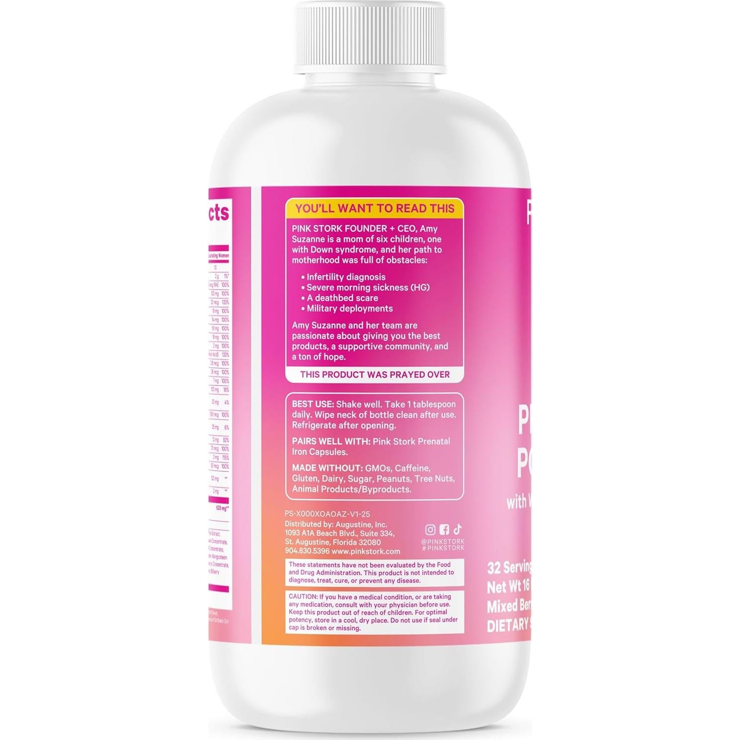 Vitaminas Prenatales Líquidas Pink Stork - 32 Porciones - Sabor Baya