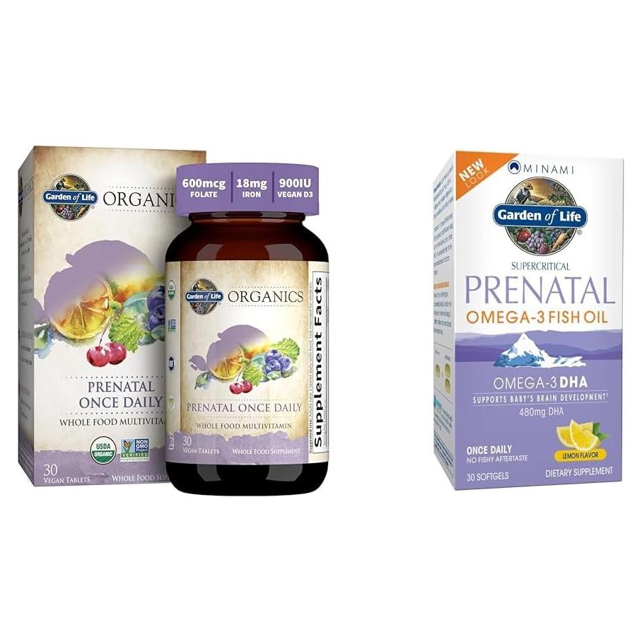 Vitaminas Prenatales Orgánicas Jardín de Vida + DHA Minami 640mg