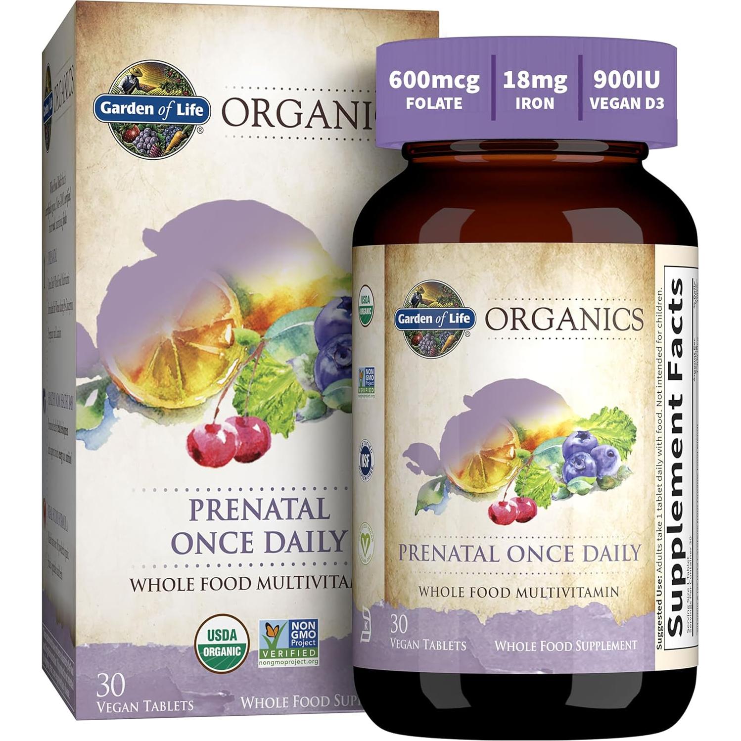 Vitaminas Prenatales Orgánicas Jardín de Vida + DHA Minami 640mg