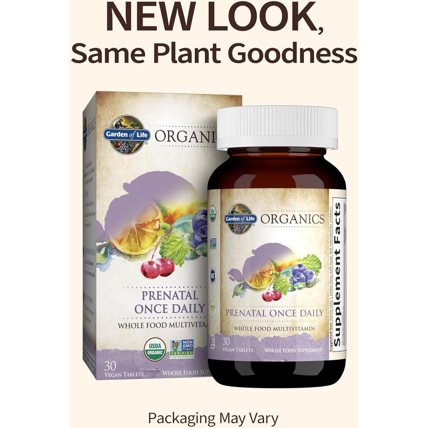 Vitaminas Prenatales Orgánicas Jardín de Vida + DHA Minami 640mg