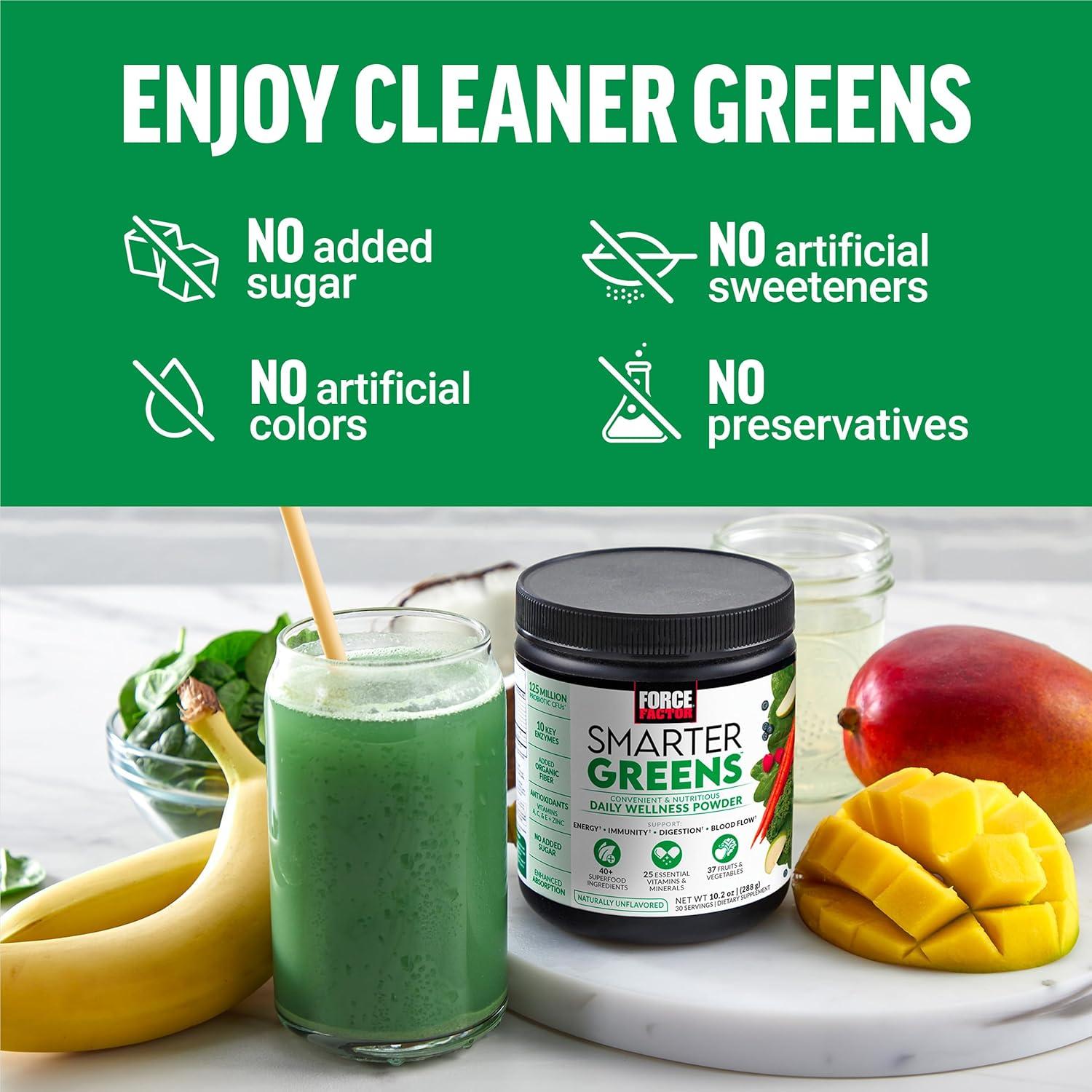Force Factor Smarter Greens Polvo de Superalimento 30 Porciones