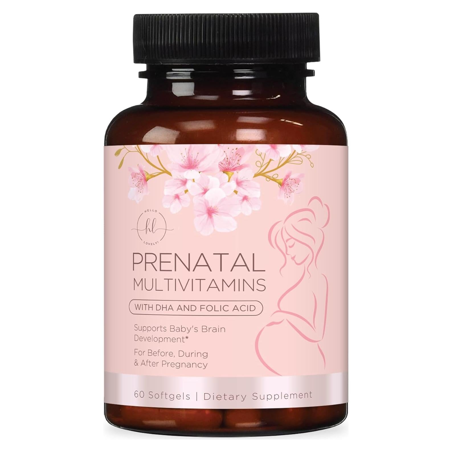 Multivitamínico Prenatal Hello Lovely 60 Softgels DHA Ácido Fólico