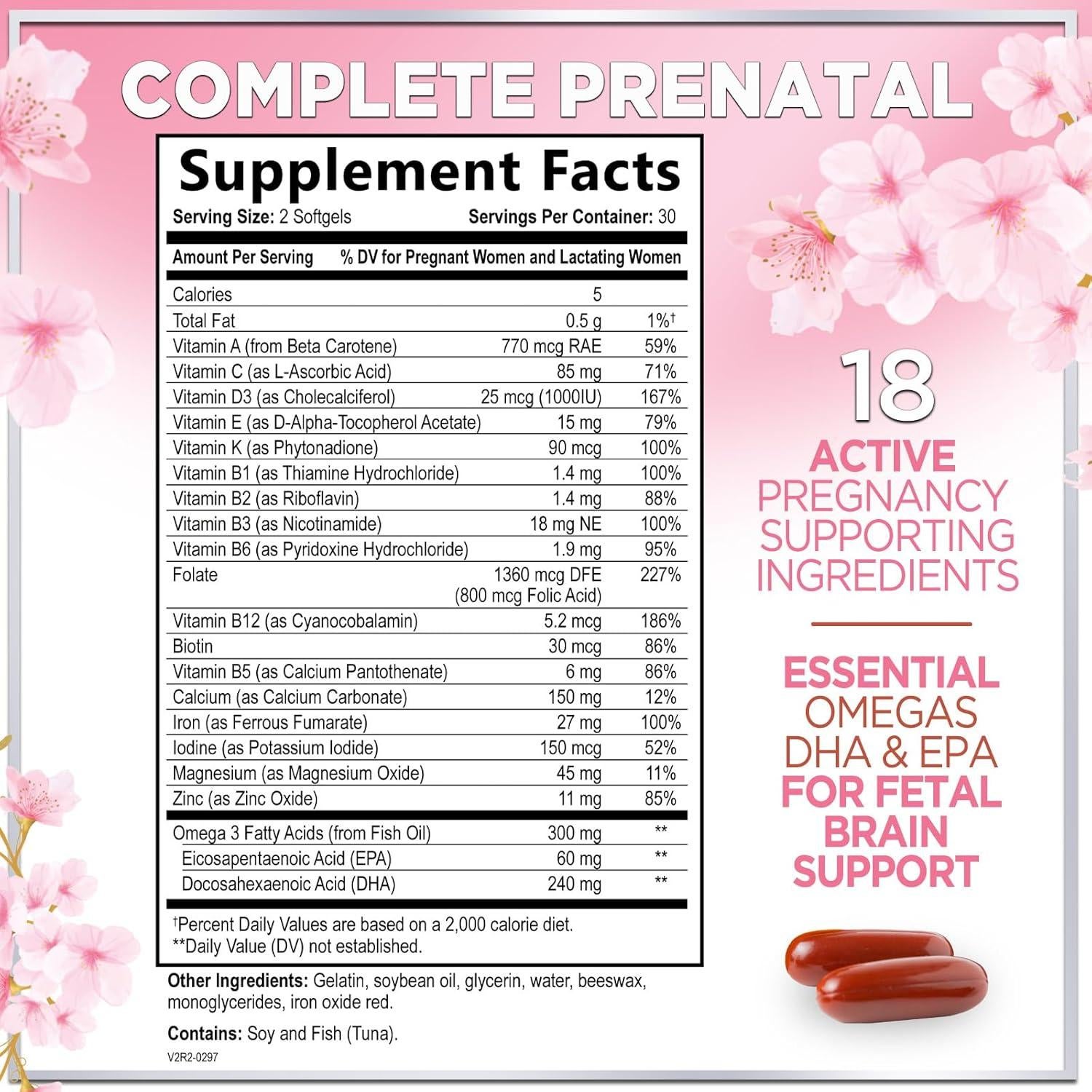 Multivitamínico Prenatal Hello Lovely 60 Softgels DHA Ácido Fólico