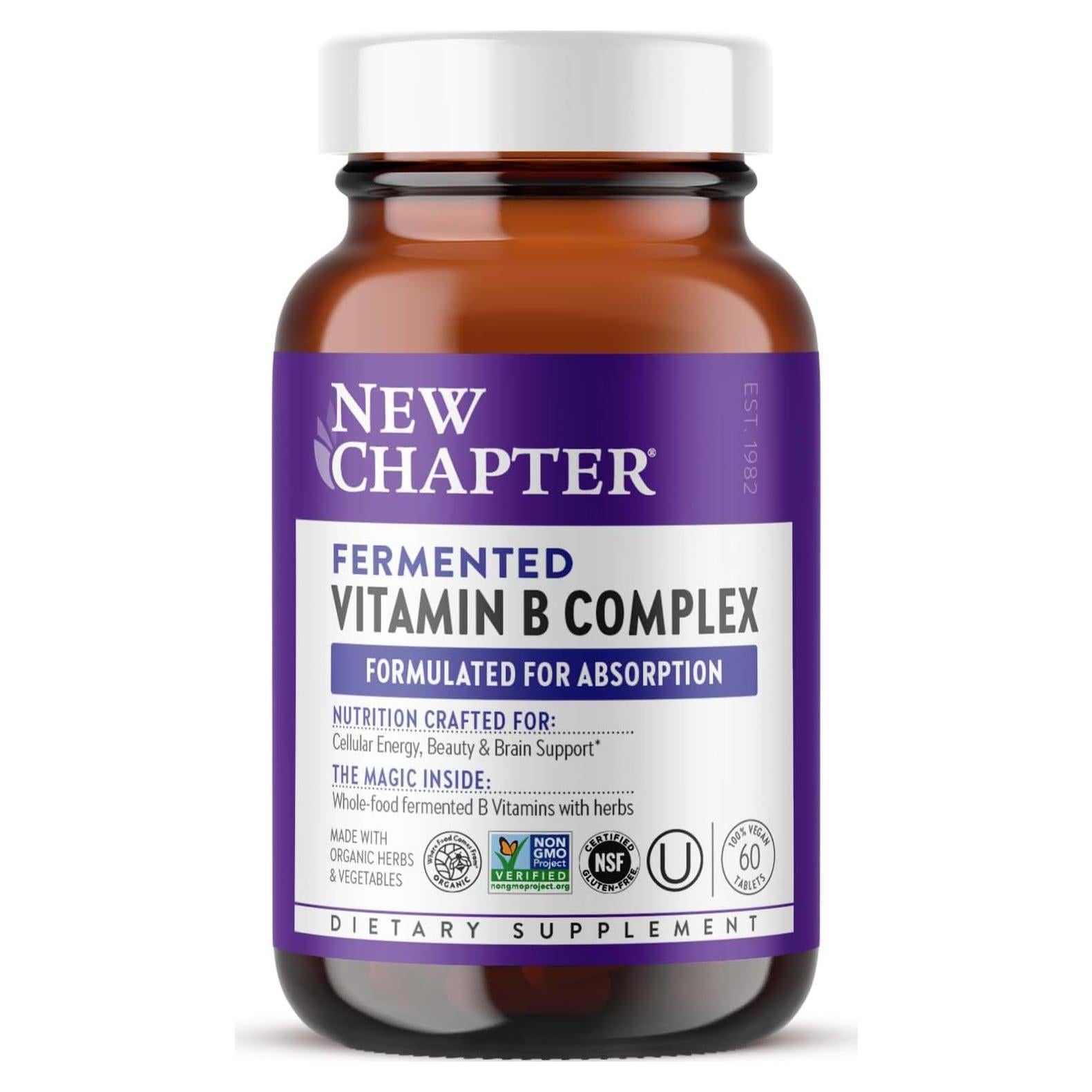 Complejo de Vitamina B Fermentado Orgánico USDA 60 Cápsulas