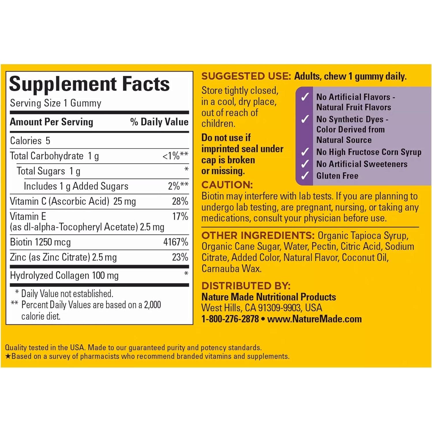 Gomitas de Colágeno Nature Made con Vitamina C y Zinc, 60 Unidades