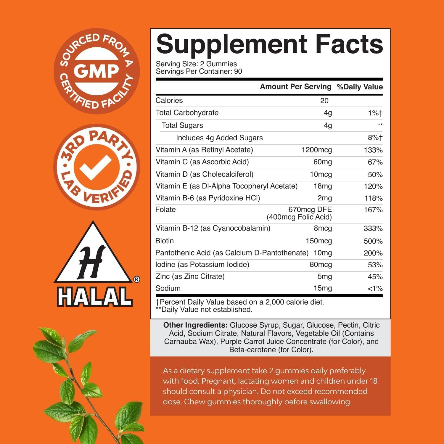 Gomitas Multivitamínicas Natures Craft 180 Unidades Sin OGM