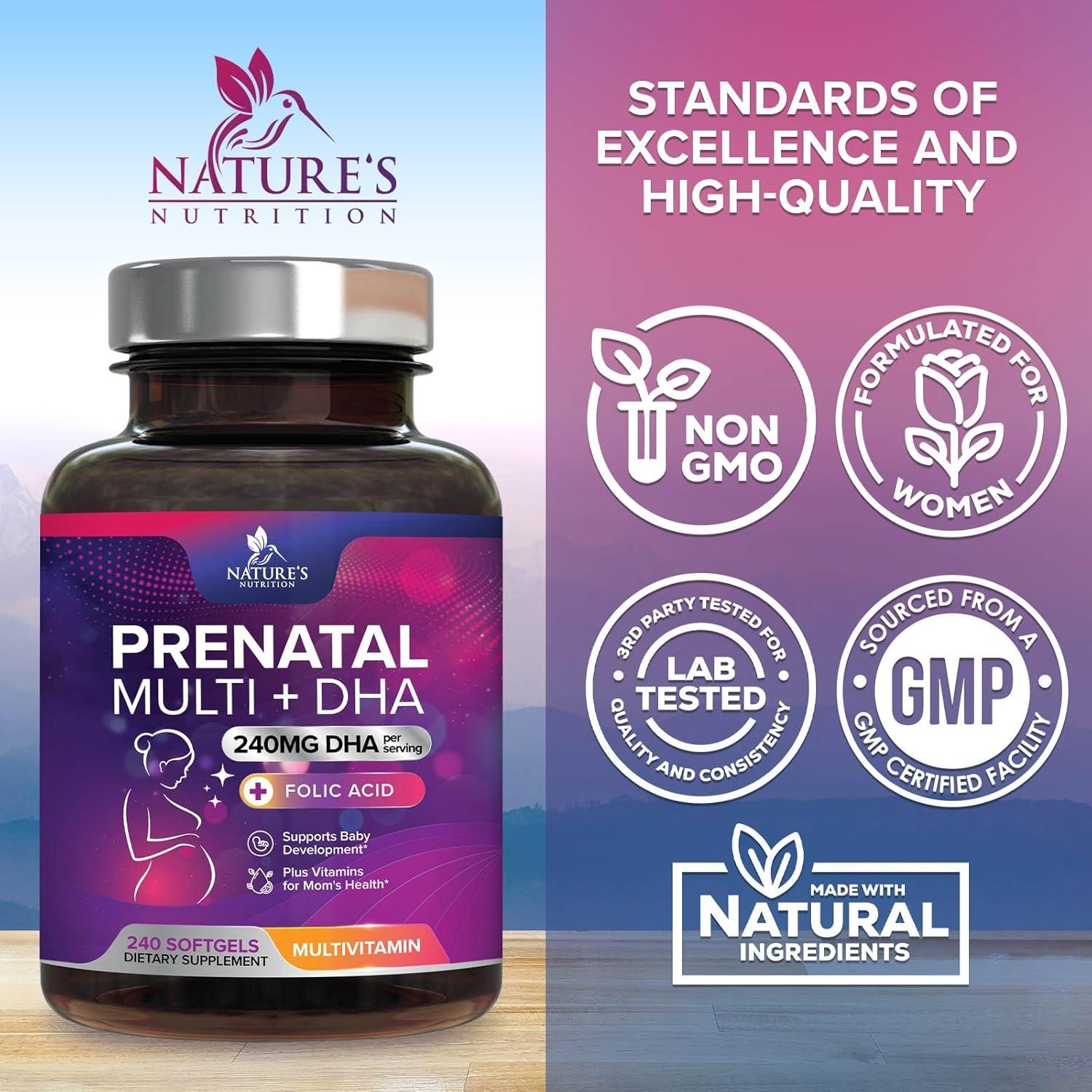 Vitaminas Prenatales Nature's Nutrition 240 Gelatinas Blandas