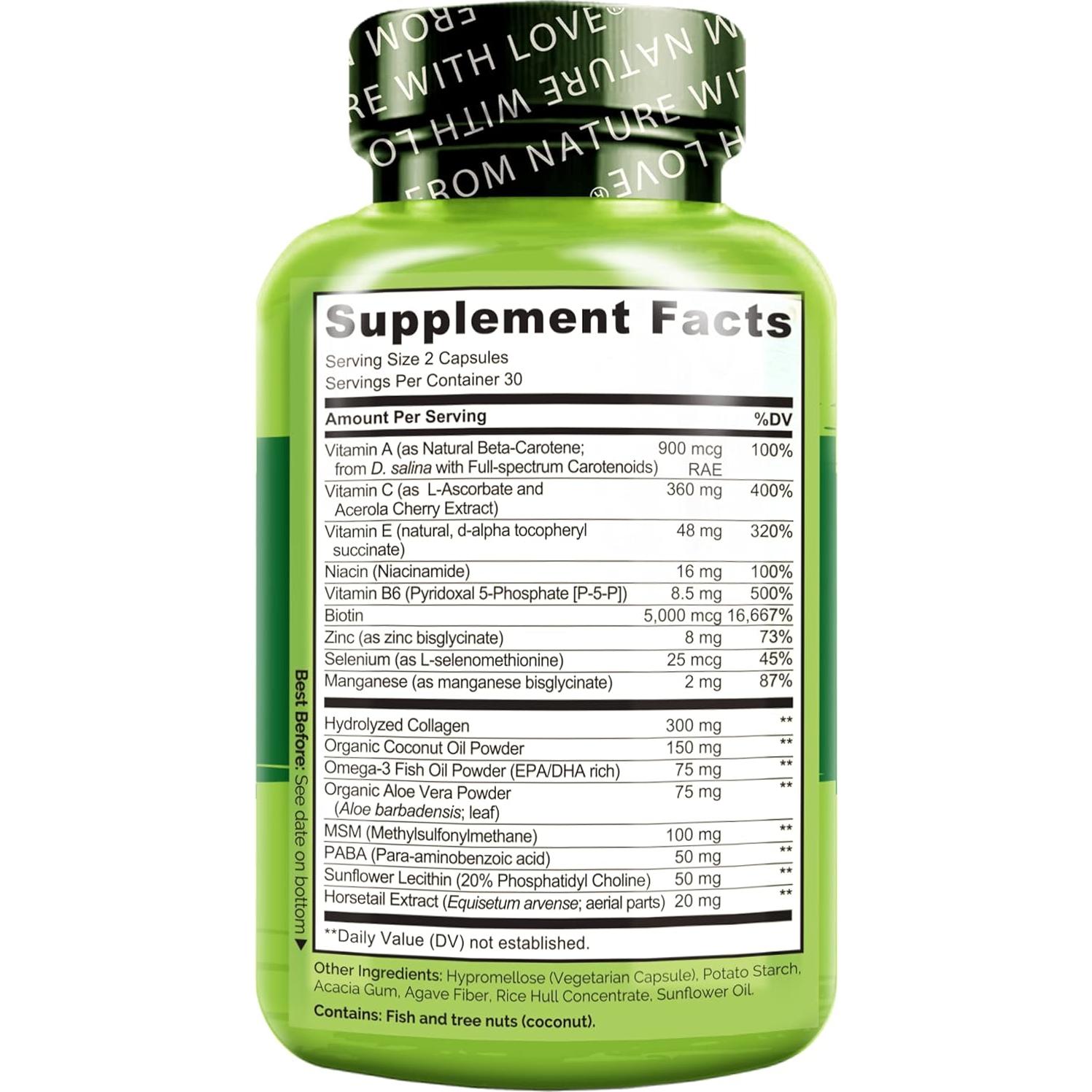 NATURELO Multivitamina para Cabello, Piel y Uñas - 60 Cápsulas