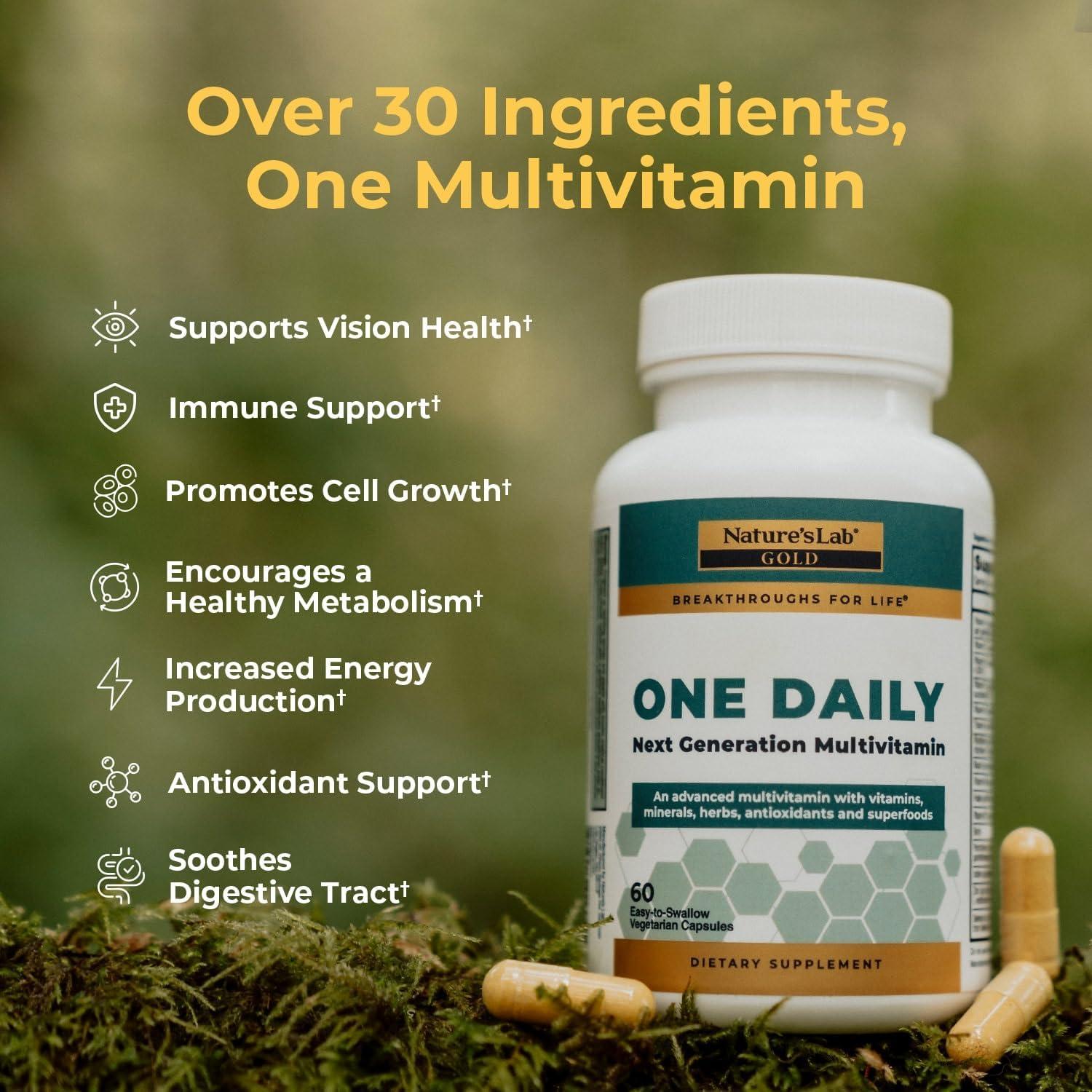 Multivitamina Diaria Oro Nature's Lab - 19 Vitaminas y Minerales - 60 Cápsulas