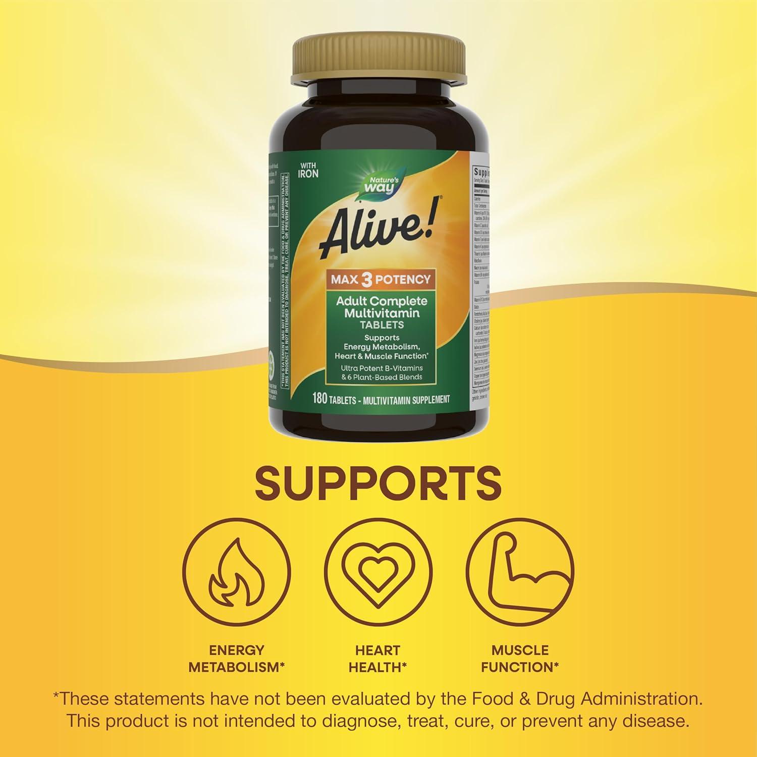 Nature's Way Alive! Max3 Multivitamínico Completo 180 Tabletas