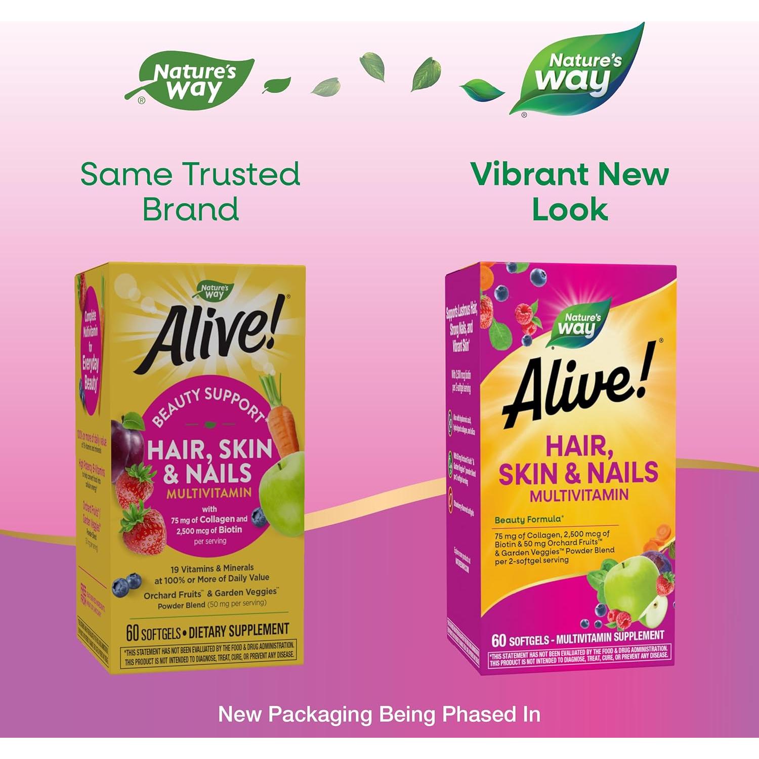 Nature's Way Alive! Multivitamínico Cabello Piel Uñas 60 Gelatinas