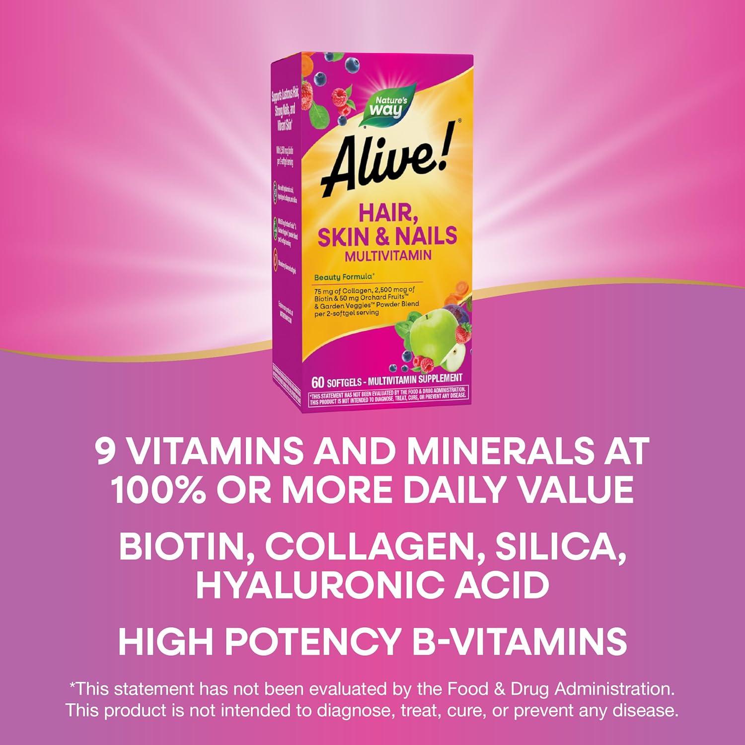 Nature's Way Alive! Multivitamínico Cabello Piel Uñas 60 Gelatinas