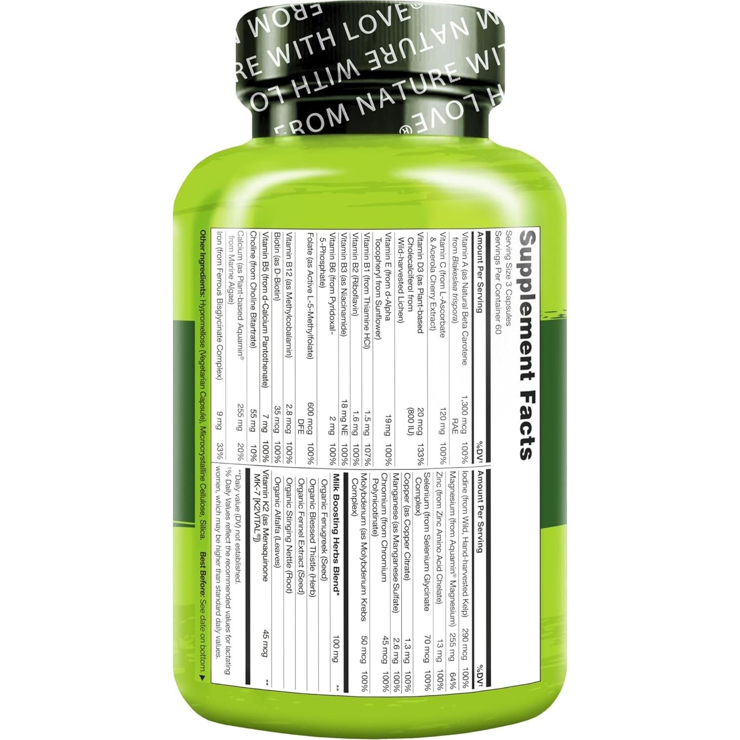 NATURELO Multivitamina Postnatal 180 Cápsulas - Suplemento para Lactancia