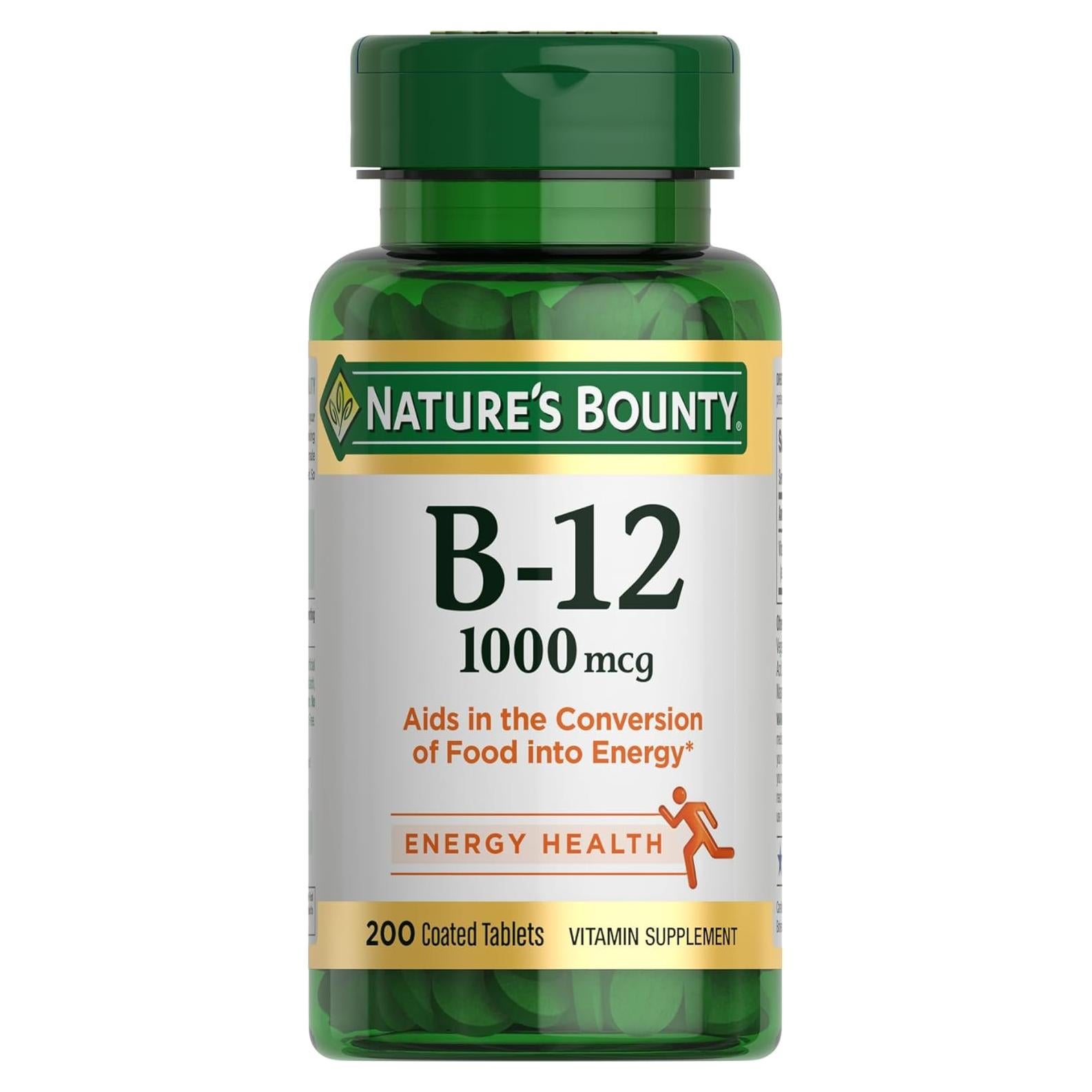 Suplemento de Vitamina B12 Nature's Bounty 1000 mcg 200 Tabletas