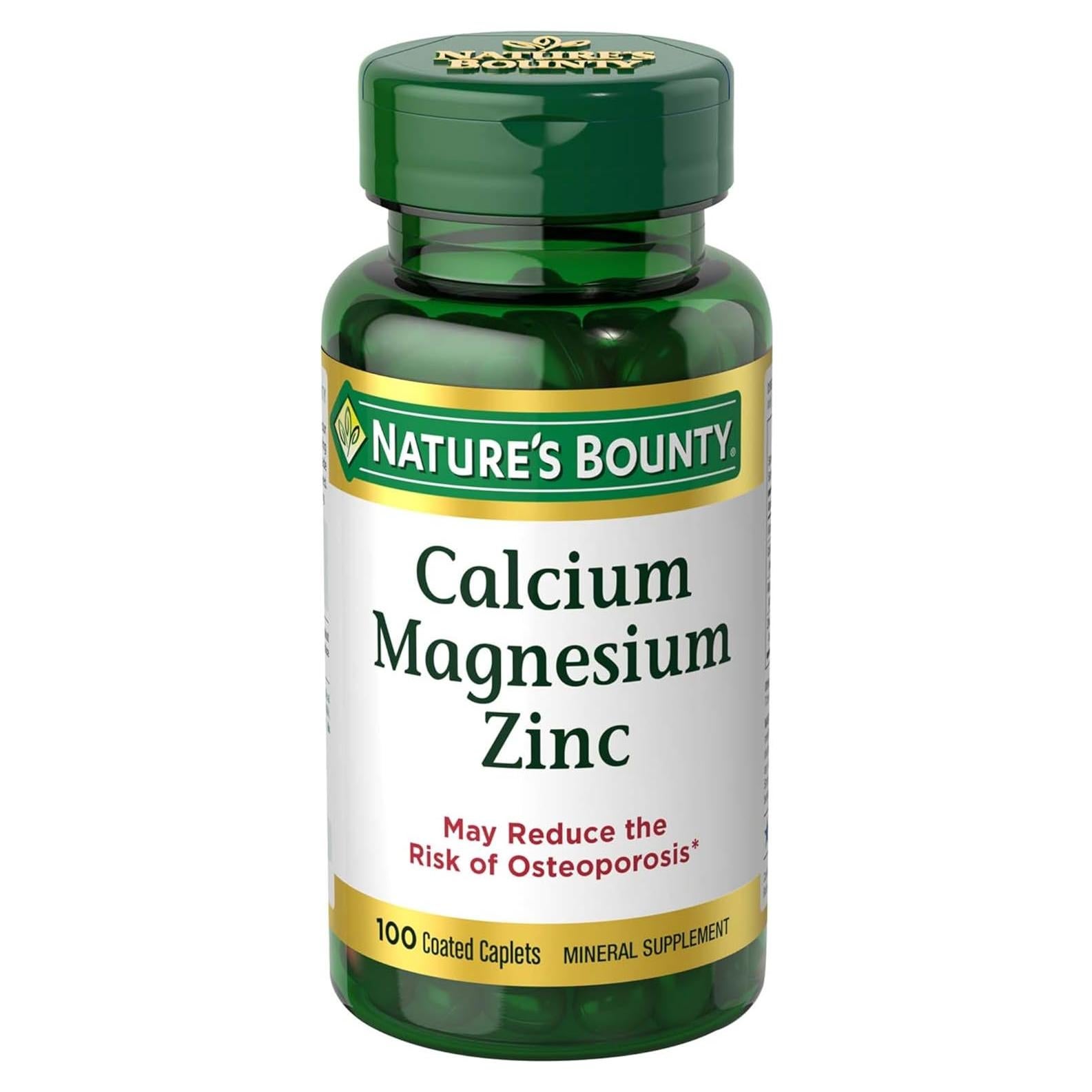 Nature's Bounty Calcio Magnesio Zinc 100 Caplets Salud Ósea