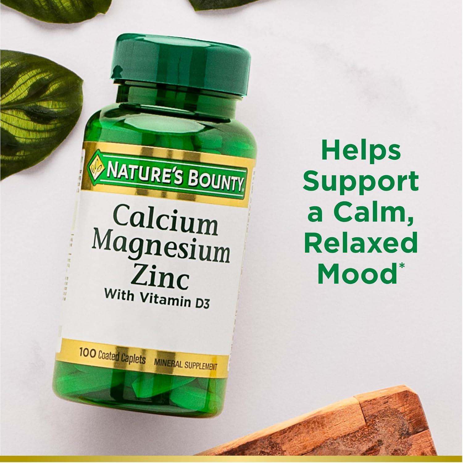 Nature's Bounty Calcio Magnesio Zinc 100 Caplets Salud Ósea