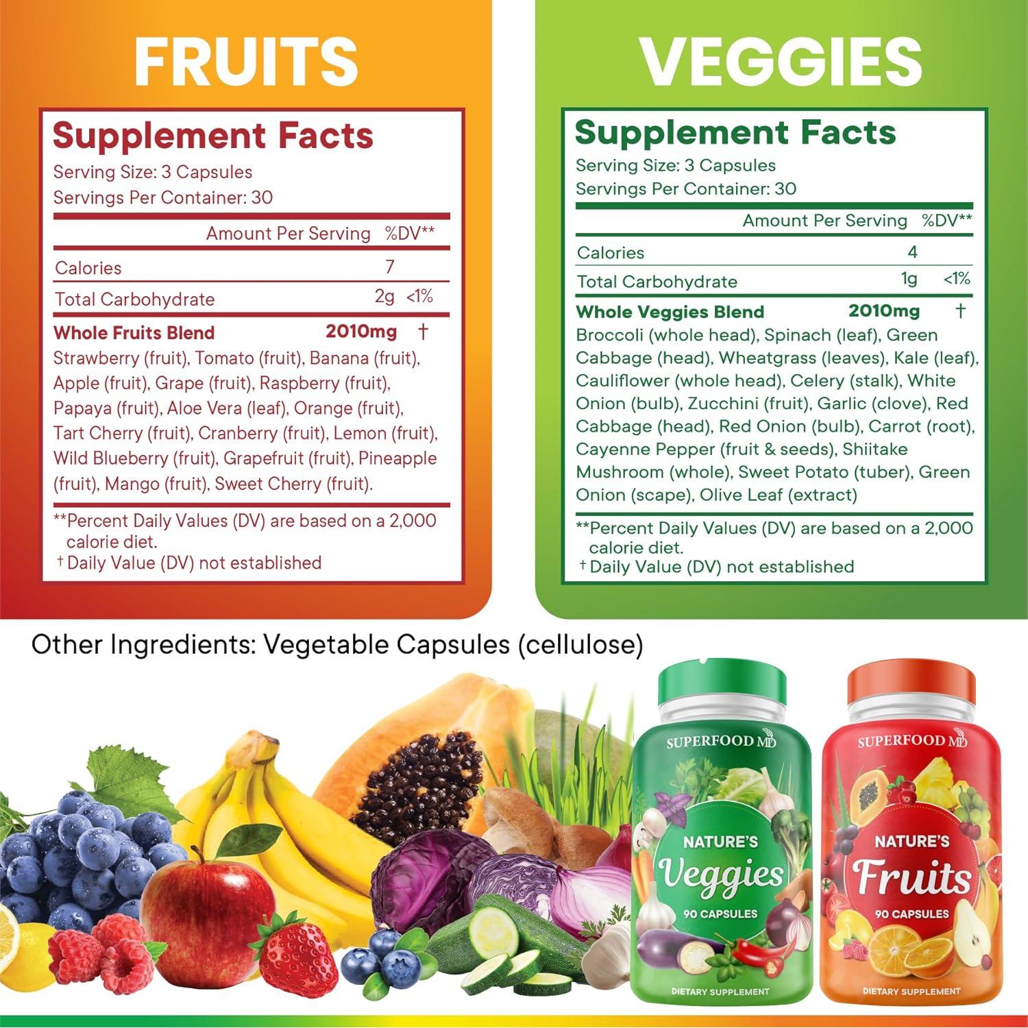 Suplemento de Frutas y Verduras Superfood MD - 90 Cápsulas