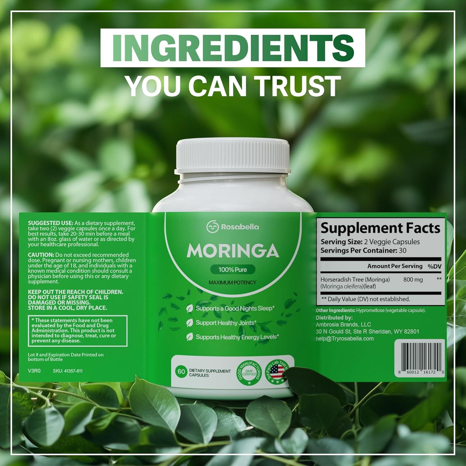 Cápsulas de Moringa Rosabella 60 Unidades - Superalimento Natural