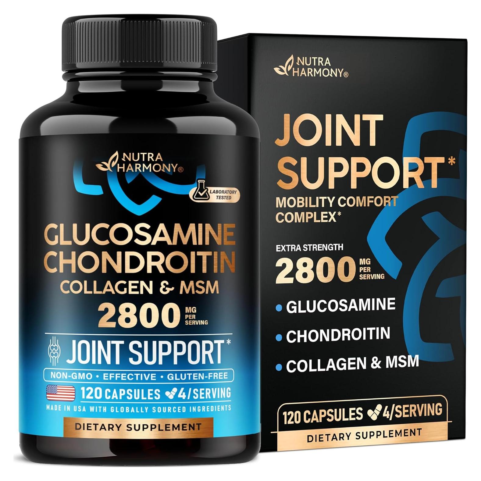 Suplemento Articular Glucosamina Condroitina NUTRA HARMONY 2800 mg 120 Cápsulas