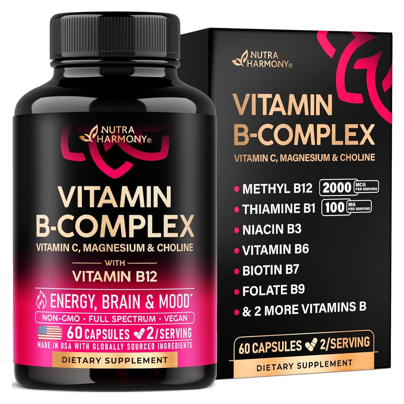 Complejo de Vitamina B Nutra Harmony 60 Cápsulas Veganas