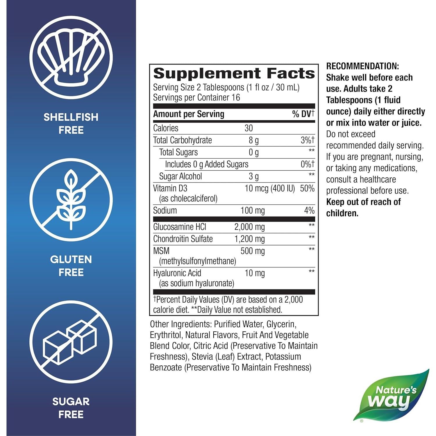 Nature's Way Glucosamina Líquido 473 ml Ultra Fuerte Sabor Baya
